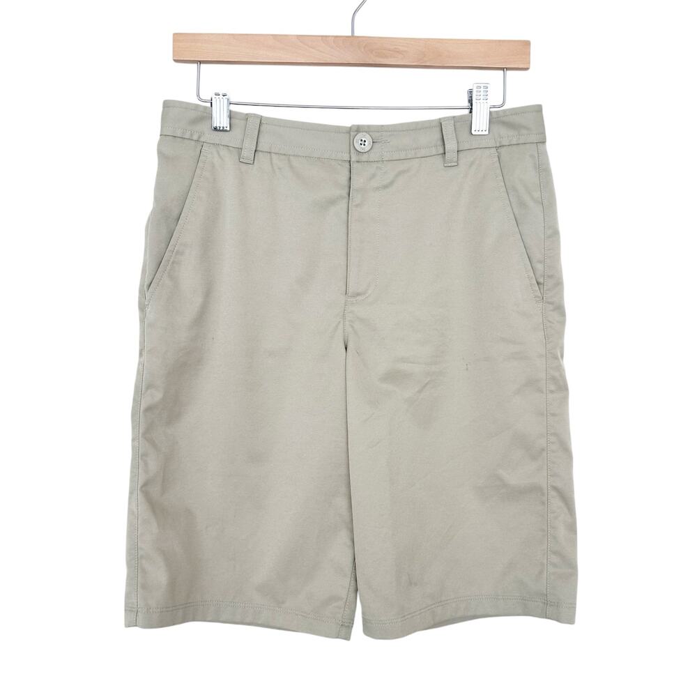 Under Armour Tan Flat Front Chino Shorts Sz 18 Boys